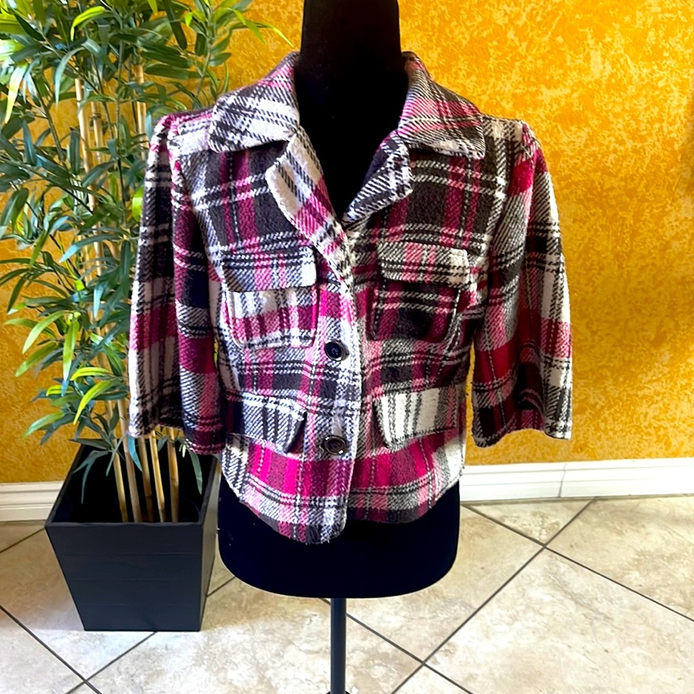 Trendy Pink Plaid Blazer